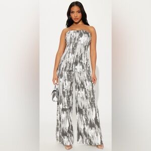 Stylish Gray Tie-Dye Jumpsuit